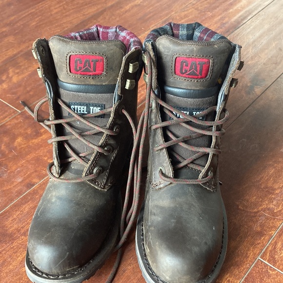 Womens Kensie Steel Toe Trucker CAT Work Boots size 8 - Picture 3 of 7